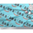 thumbnail image 2 of Soimoi Blue polyester Crepe Fabric Jar & Happy Valentine Day Text Print Sewing Fabric Yard 52 Inch Wide, 2 of 3