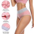 thumbnail image 3 of Calzoncillos de algodón para mujer, calzoncillos de cintura alta, paquete de 5, 3 of 4