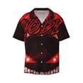 thumbnail image 2 of Lsque Geometry Dash print Men's Cuban Collar Short Sleeve Shirt Summer Beachwear Casual Button Down Fashionable Vacation Leisure Shirt-X-Large, 2 of 7