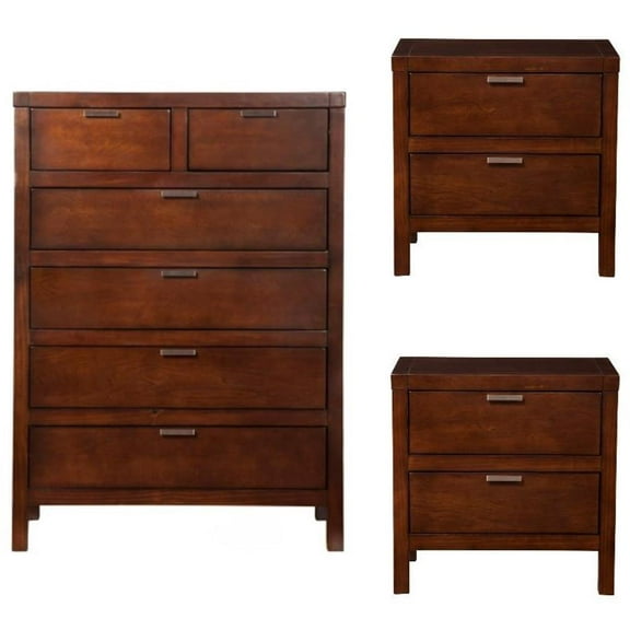 Home Square 3-Piece Set with 6 Drawer Chest and 2 Nightstands in Cappuccino