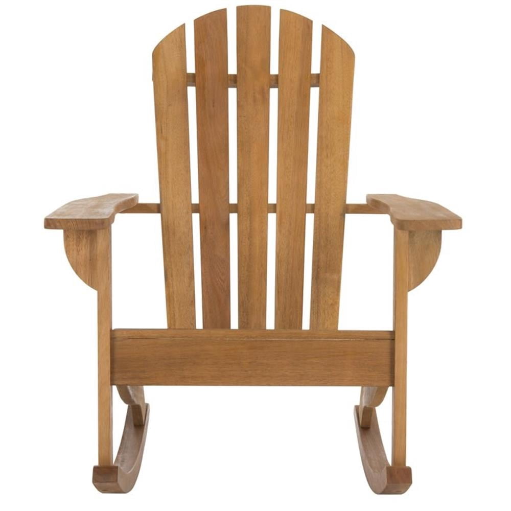 Pemberly Row Eucalyptus Wood Outdoor Adirondack Chair in Teak Natural