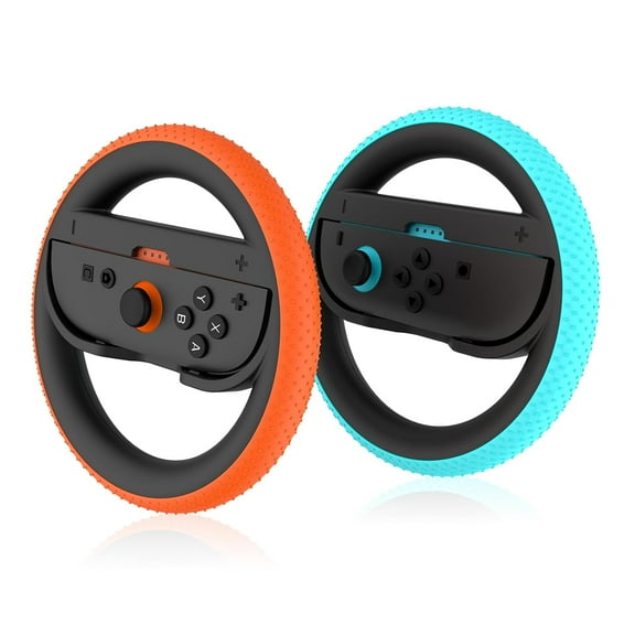 Switch 2 Joycon Steering Wheel, Racing Wheels for Mario Kart Wolrd & 8 Deluxe, Realistic Racing Experience, Steering Wheel for Nintendo Switch 2 (2025) Accessories (Orange & Blue)