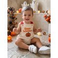 thumbnail image 4 of BemeyourBBs Newborn Baby Boy Girl Happy Halloween Outfit Infant Baby Boys Girls Summer Fall Clothes Bubble Romper Overalls Cute Pumpkin Letters Embroidery Sleeveless Square Neck Bodysuit Playsuit, 4 of 9