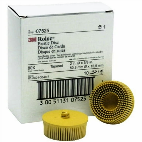 3M 07525, 2 in, Yellow, Roloc Bristle Discs