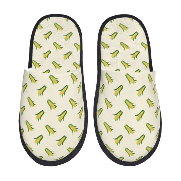 Fotbe Corn Pantuflas Peludas para Mujer con Estampado, Zapatillas de Peluche, Zapatos de Invierno para Casa, Uso Interior y Exterior-Large