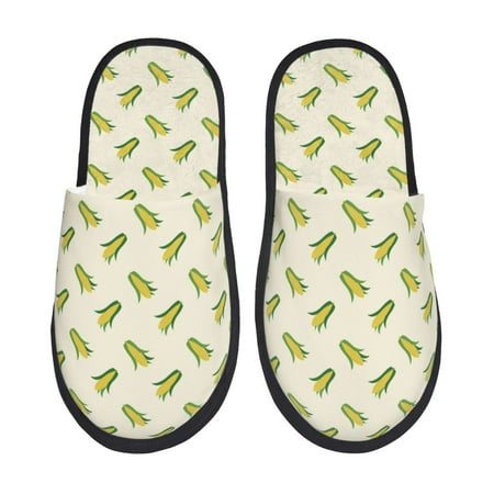 Balery Corn Slient Indoor Furry Fleece Comfort House Shoes Soft Non-Slip Home Shoes Cotton slippers House Slippers-- Large