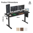 thumbnail image 3 of Electric Standing Desk with Carbon Steel Frame & Splice Board, 4-Preset Height Adjustable Desk, Home Office Sit Stand Desk, Black, 3 of 5
