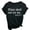 V414 Black, variant on Ladies T Shirts Crew Neck Short Sleeve Letter Print Blouse Summer Loose Fit Stretchable Casual Womens Top Size L White