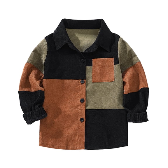 Zecgelong Kids Toddler Boys Girls Long Sleeve Patchwork T Shirt Coat Tops Clothes With Pocket Size 6-7 Years