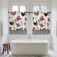 thumbnail image 4 of Farmhouse Rooster Kitchen Curtain for Berdoom Living Room Cafe 54 Inch Length, Country Watercolor Flowers Black Plaid Tiers Curtains Light Filtering Drapes Window Treatment 2 Panels 52"Wx54"L, 4 of 8