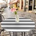 thumbnail image 3 of Grey and White Stripe Pattern Elastic Fitted Round Table Cover Simple Style Waterproof Outdoor Tablecloth for Holiday Party, Picnic, Patio & Dining Fits Tables Up to 36"-44", 3 of 8