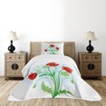 thumbnail image 4 of Ambesonne Floral Quilted Bedspread Set 2 Pcs, Meadow Flower Bouquet, Twin Size, Fern Green Pale Blue, 4 of 5