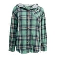 thumbnail image 3 of Flannel Shirt for Women Plaid Hooded Shacket Jacket Coat Women's Plaid Button Long Sleeve Drawstring Hoodie Overshirt Jacket, 3 of 4
