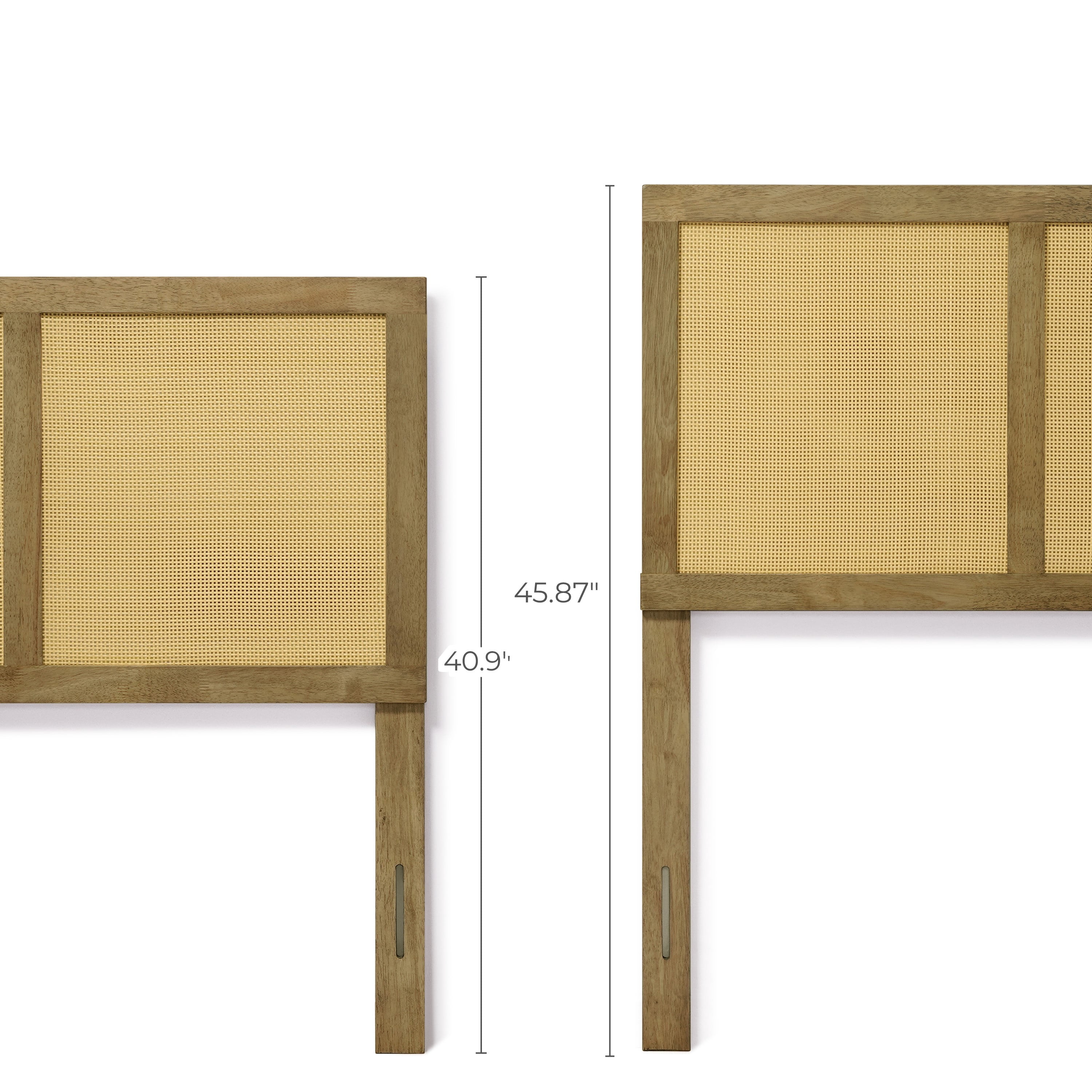 LuxenHome Natural Finish Rubberwood with Rattan Panels Headboard, Queen