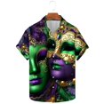 thumbnail image 2 of Camisas de Manga Larga para Hombres, Botón de Impresión Blusa de Cuello, Camisa de Poliéster de Moda Casual, 2 of 9