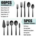 thumbnail image 2 of VeSteel 65Pcs Matte Black Silverware Set with Serving Utensils, Stainless Steel Flatware Set Service for 12, Metal Cutlery Eating Utensils Tableware Includes Forks/Spoons/Knives/Hostess Set, 2 of 9