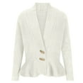 thumbnail image 4 of AXXD White Basic Sweatshirts for Women Trendy Summer 2024 New Solid Color Retro Knit Cardigan V-neck Ruffle Hem Sweater Jacket, 4 of 6