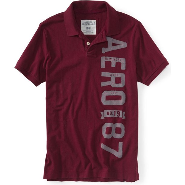 Polo de Rugby Aeropostale estresado hombre rojo extragrande