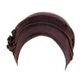 thumbnail image 4 of Clearance! Yigetop Women's Headscarf Women Splicing Model Hat Beading Hat Muslim Ruffle Cancer Chemo Hat Wrap Cap Brown, S, 4 of 5