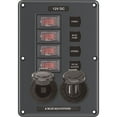 thumbnail image 3 of 9" Gray Functional Blue Sea 4321 Circuit Breaker Switch Panel 4 Position with 12 Sockets, 3 of 3
