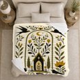 thumbnail image 5 of Gothic Folk Art Birdhouse Gold Moon Black Crows, Mystical Bird Art Scene, Warm Flannel Blanket for Sunroom and Reading Nook, Bird Lovers Housewarming Gift, Artistic Home Decor, 5 of 9