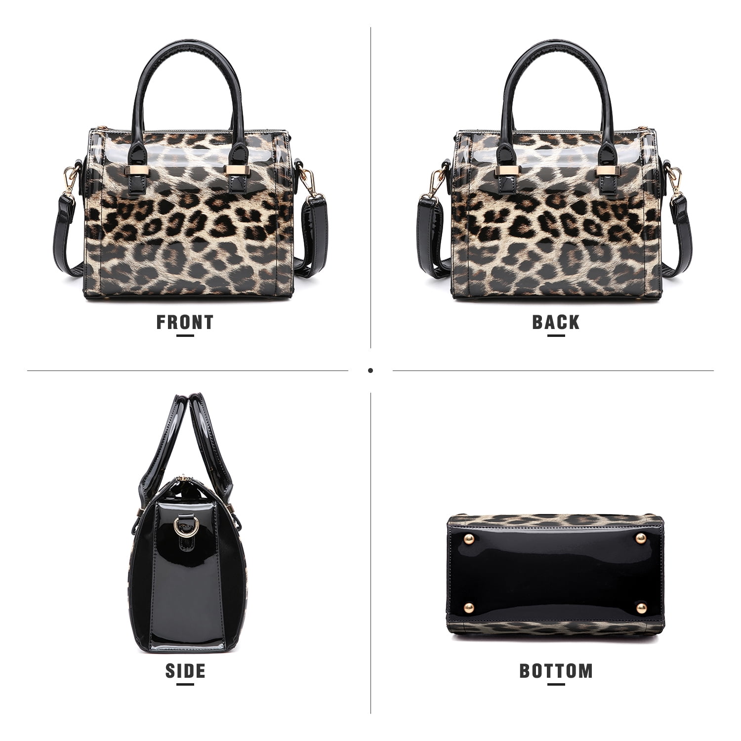 Shiny Patent Faux Leather Handbags Barrel Top Handle Purse Satchel Bag Shoulder Bag for Women