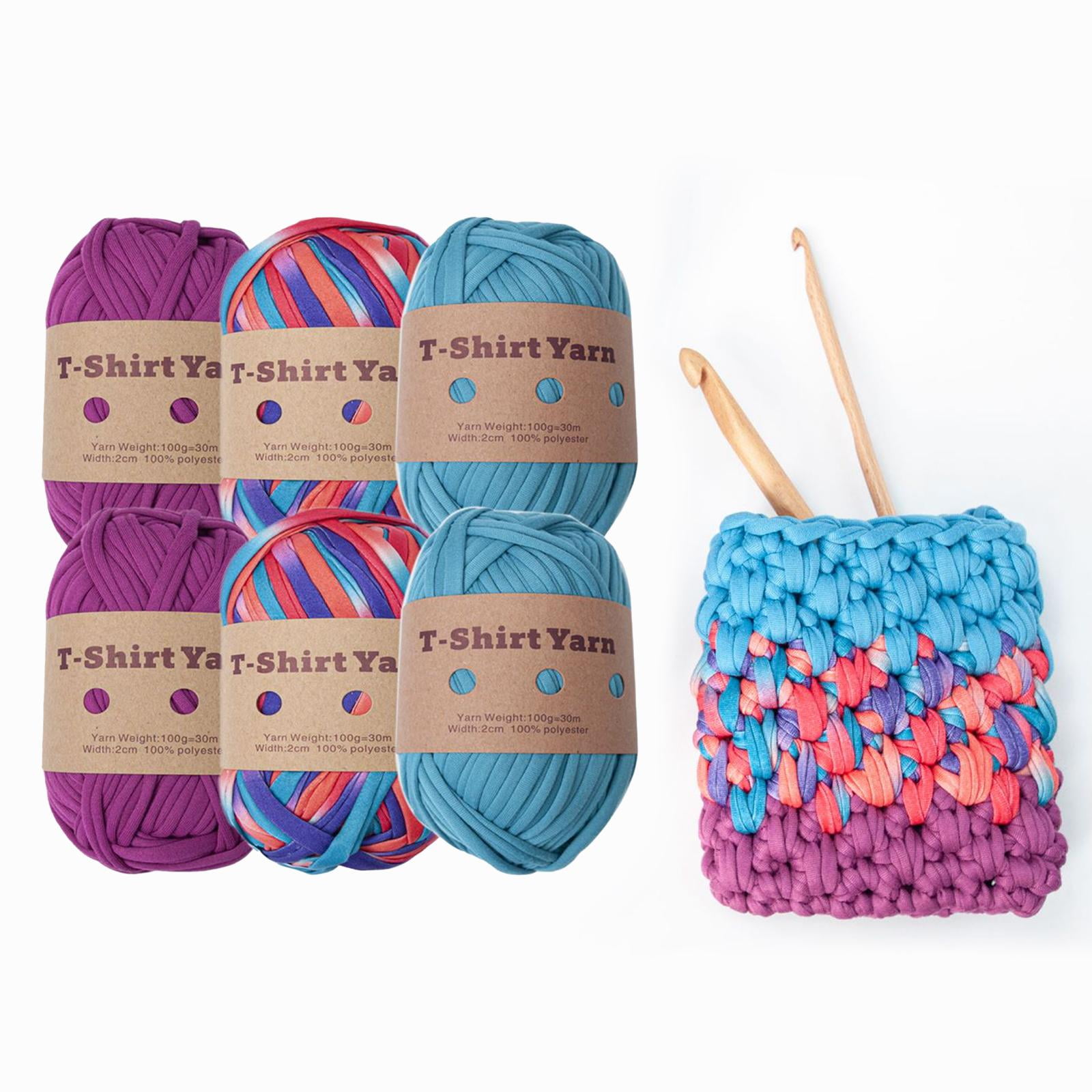 6 Pieces T Shirt Yarn Bag Making Material Crocheting Hand Knitting Hand Knit Tubular Yarn Weaving Thread Yarn for Macrame Hats Scarf Cushion Style C