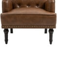 thumbnail image 4 of DREAMSIDEA Leather Accent Chair Living Room, Comfy Single Sofa Reading Chair Nailhead Trim for Bedroom, Brown, 4 of 6