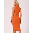 thumbnail image 3 of DARING DIVA Women's 2 Pieces Skirt Sets Mock Neck Tank Bodycon Skirts L Orange, 3 of 6