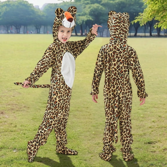 XQYLOS Kids Lion Tiger Animal Halloween Jumpsuit Jumpsuit with Headgear Footwear 3-Piece Cute Outfit Set for Boys Girls Toddler