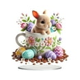 thumbnail image 3 of YWIYIUD Easter Decoration 2D Acrylic BunnyEgg Cup Plaque Ornament Spring Easter Centerpieces CartoonFunnyEaster Eggs Rabbit Flower Desktop Decor for Living Room Holiday Party Decor Gifts, 3 of 9