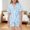 12Sky Blue20, variant on CAIVO Children Girls Summer Lapel Short Sleeve Button Down Shirt Tops With Shorts Two Piece Outfit Sets Stripe Printed Comfy Nightwear Comfort Clothing Sets