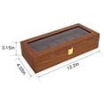 thumbnail image 4 of Caja de reloj, caja de reloj ejecutiva de 6 ranuras con valet, vitrina de madera con tapa de vidrio, organizador de relojes, caja de almacenamiento de joyas, 4 of 5