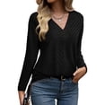 thumbnail image 3 of Autumn Women'S Long Sleeve Shirt V Neck Knit Pullover Tunic Top Women'S Shirt Formal Casual Black L, 3 of 7