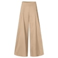 thumbnail image 4 of Womens Pants Women's High Waist Wide Leg Casual Trousers Pure Color Lightweight Flowy Pants Everyday Comfort Solid Full Length Khaki XXXL, 4 of 5
