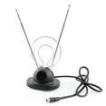 thumbnail image 1 of Antena de TV universal Wideskall con forma de oreja de conejo para interiores, compatible con HDTV, VHF, UHF, coaxial de doble bucle, 1 of 3