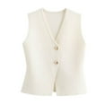 thumbnail image 2 of Miluxas Women‘s Casual Solid Color V Neck Tank Top Sleeveless Loose Fashion Short Top White S(S), 2 of 3