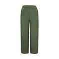thumbnail image 2 of IDALL Capri Pants for Women Linen Pants Women Women Pants Casual Summer Elastic High Waist Straight Leg Wide Leg Cropped Pants Lounge Pants Women Summer Pants Green M, 2 of 8