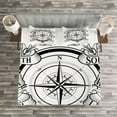 thumbnail image 3 of Ambesonne Compass Quilted Bedspread Set 3 Pcs, Navigation Device Sail, Queen Size, Black White, 3 of 3