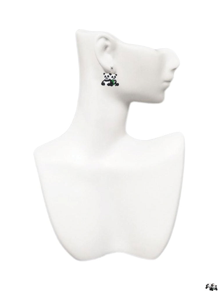 Delight Jewelry Resin Panda Bear Best Friends Clear Crystal Post Earrings