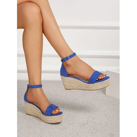 

Suedette Espadrille Ankle Strap Wedge Sandals Women‘s Footwear