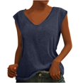 thumbnail image 2 of Femmes Tops Mode Femmes Solide Couleur Cap Manches V Cou Décontracté en Vrac Manches Courtes T-Shirt Top Armée Vert, 2 of 6
