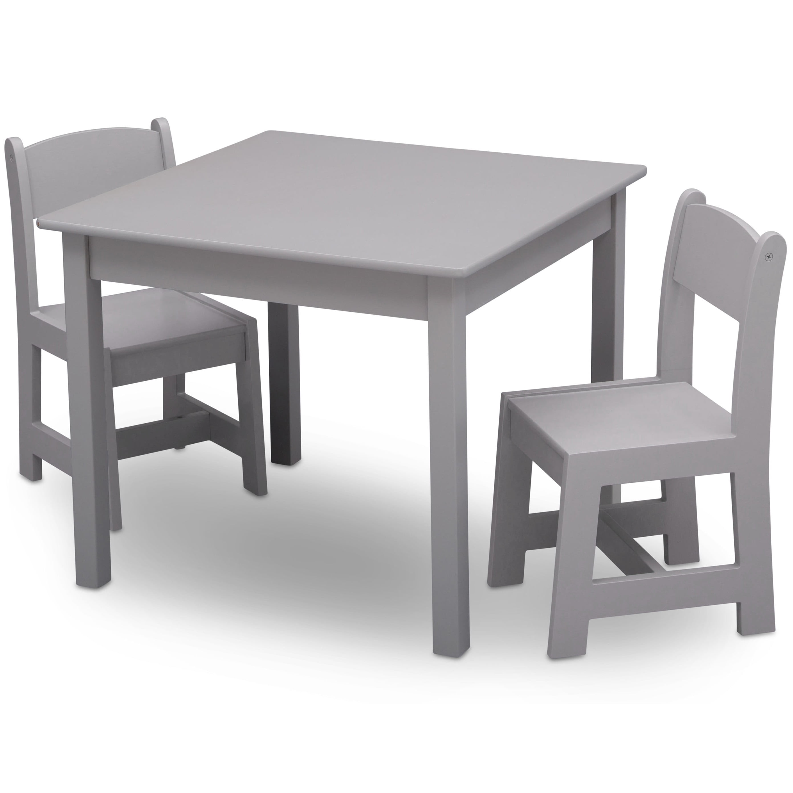 Delta Children MySize Wood Play Table and Chair Set (2 Chairs Included) - Greenguard Gold Certified, Grey