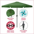 thumbnail image 3 of CorLiving 10ft Large Forest Green Round, Market Patio umbrella with Side Flaps and Round Fillable Base - Deck Umbrellas Outside, Table Umbrella Patio, Patio Table Umbrella, Outdoor Umbrellas Patio, 3 of 14