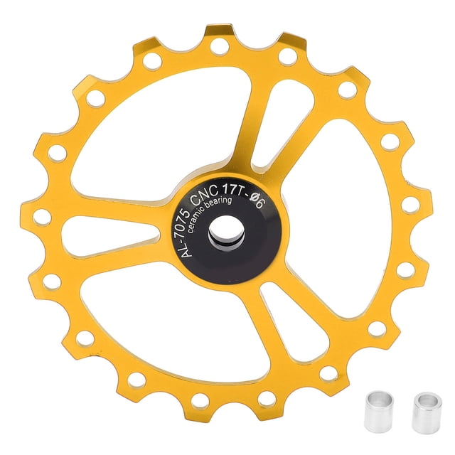 Sailing Rueda guía de cambio trasero de cerámica 17T - Rueda de polea de aleación de aluminio para bicicleta de montaña de carretera(Oro)