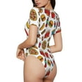 thumbnail image 3 of Haiem Hot Dog Pizza Women's Crew Neck Short Sleeve Bodysuit Tops Stretchy Slim Basic-Large, 3 of 9