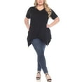 thumbnail image 2 of White Mark Short Sleeve Shirred Front Knit Tunic Top with Pockets, Women's Plus, 1X-3X, 2 of 6