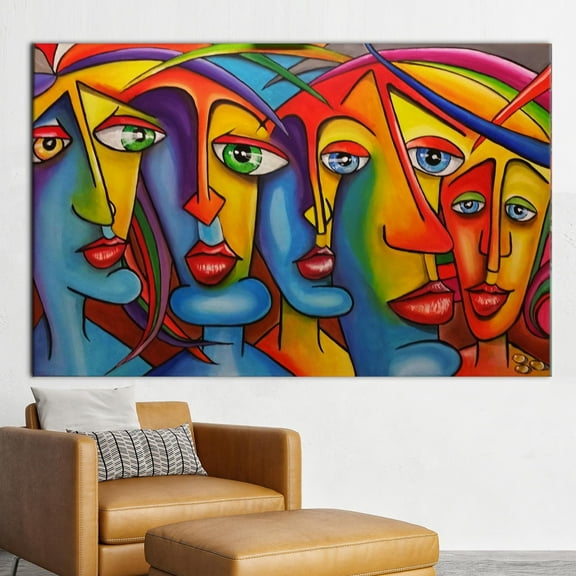 Colorful Face Canvas Art, Abstract People Wall Decor, Abstract Canvas Art, Contemporary Art Canvas, Human Face Poster, Modern Wall Decor, Canvas Wall Decor - Rolled Canvas