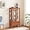 Oak, variant on Vintage Lighted Curio Storage Cabinet with Mirrored Back & Tempered Glass Doors, 3 Tier Storage Display Cabinet Adjustable Shelves Home Office Showcase,Brown