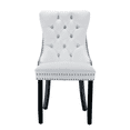 thumbnail image 6 of Tcbosik 2 Pack Dining Chairs, PU Leather & Velvet Upholstered Accent Chair with Button Tufted Back & Solid Wood Legs for Living Room, Kitchen, Easy Assembly, White & Light Blue, 6 of 11
